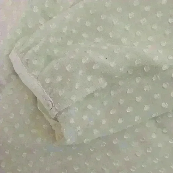 🌻The Limited Polka Dot Sheer Shirt Green/Mint Black - Picture 3 of 5